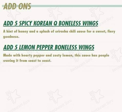 Wingstop меню