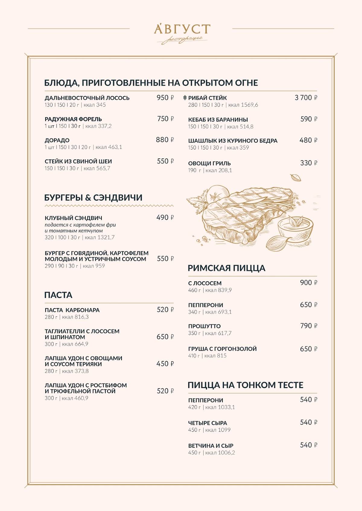 Август меню