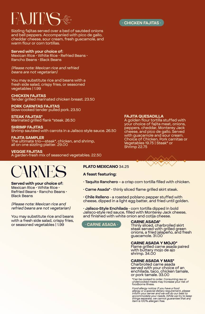 Azteca Mexican Restaurant меню
