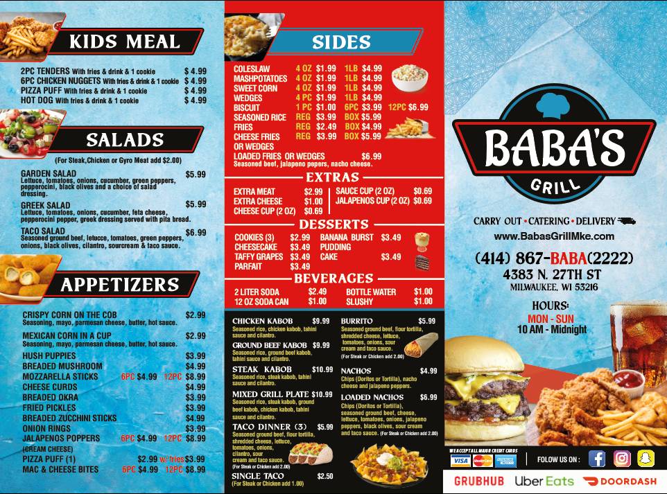 BABA'S GRILL меню