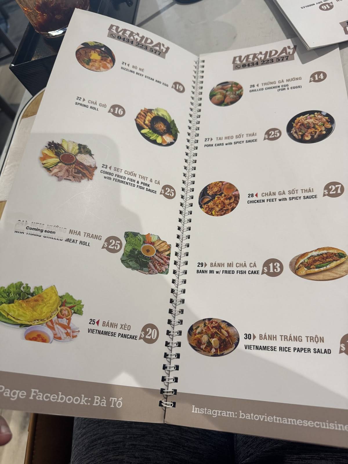 Bà TỒ меню