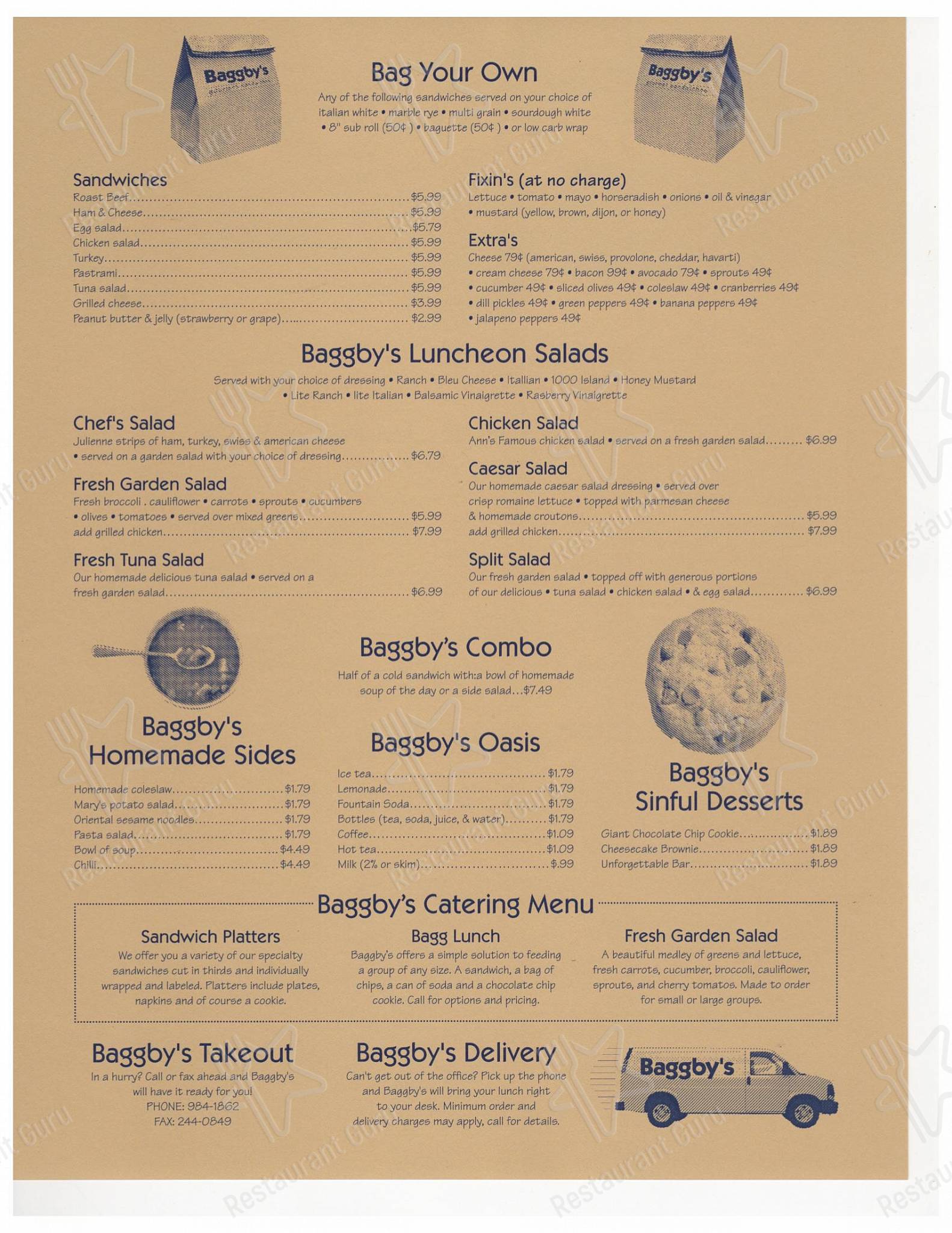 Baggby's Gourmet Sandwiches в Шарлотсвилле - Меню напитков