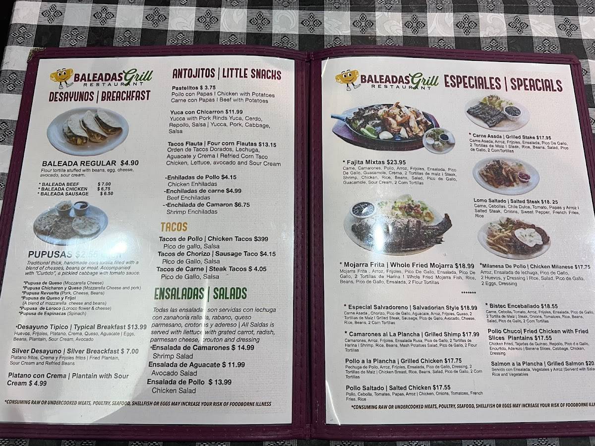 Baleadas Bar & Grill меню