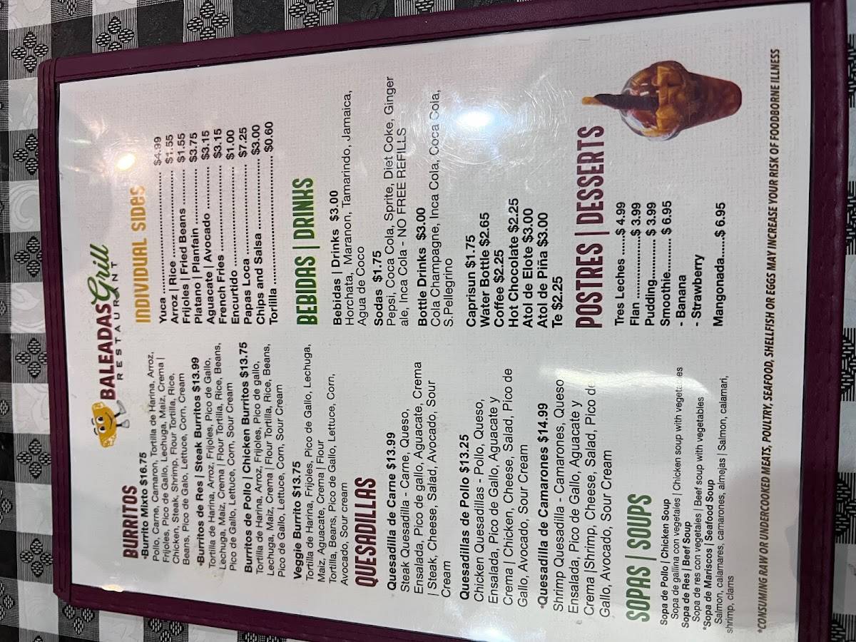 Baleadas Bar & Grill меню
