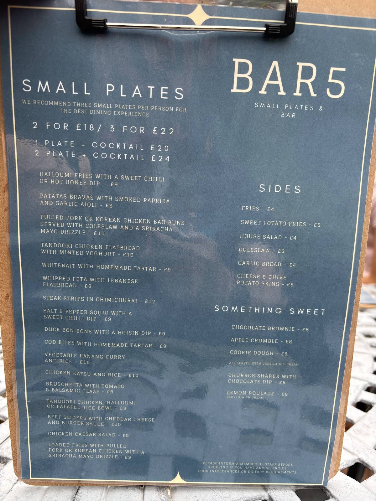 Bar Five меню