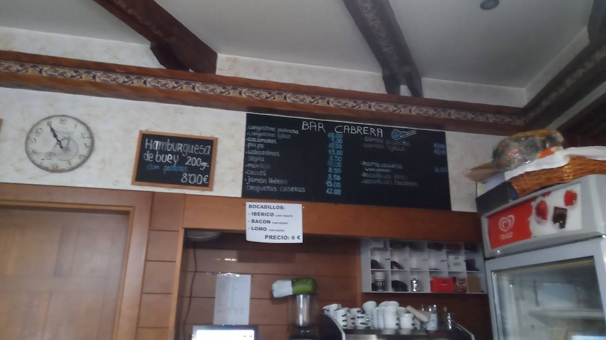 Bar Restaurante Cabrera меню
