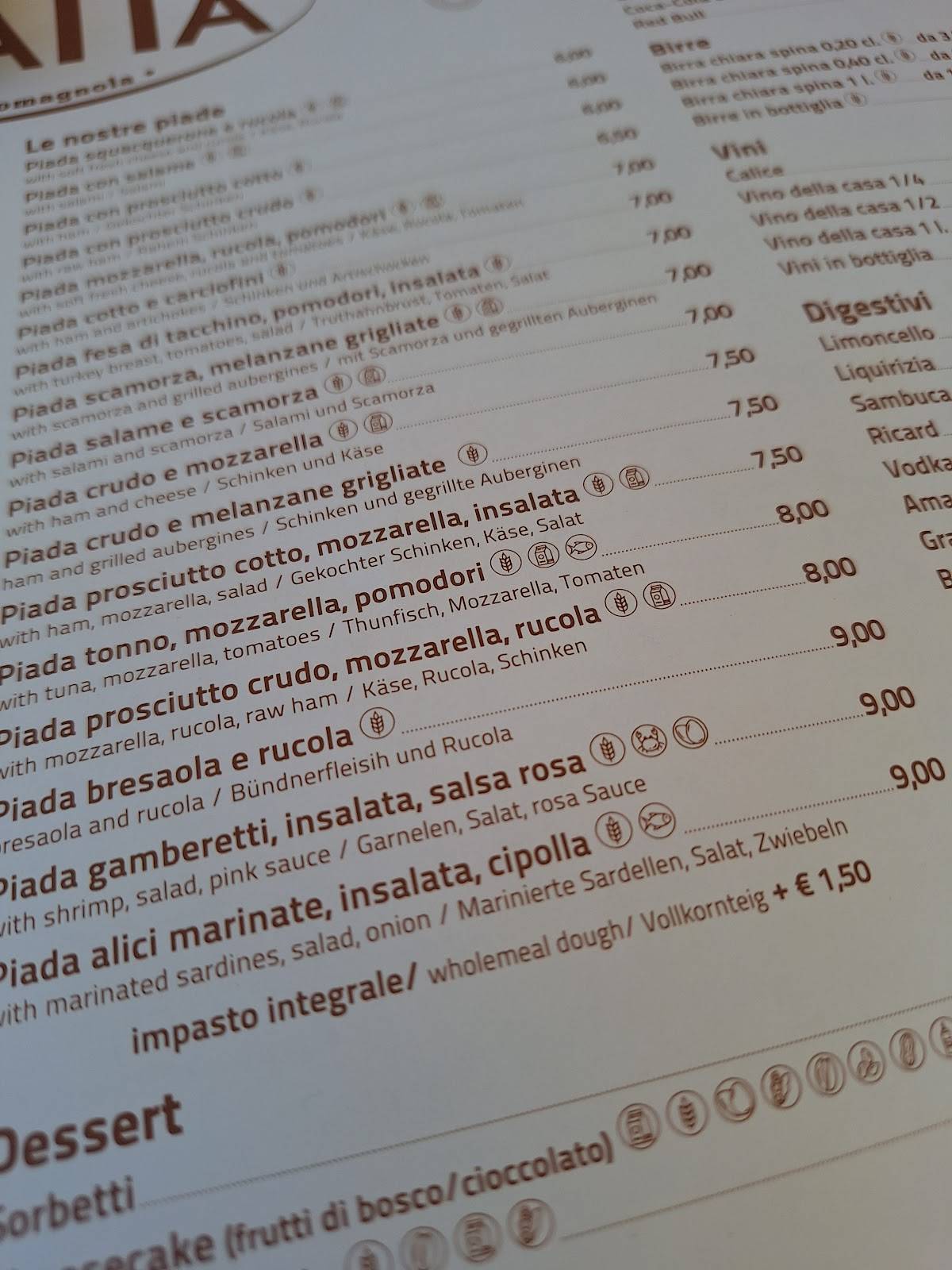 Bar Ristorante La Tratta меню