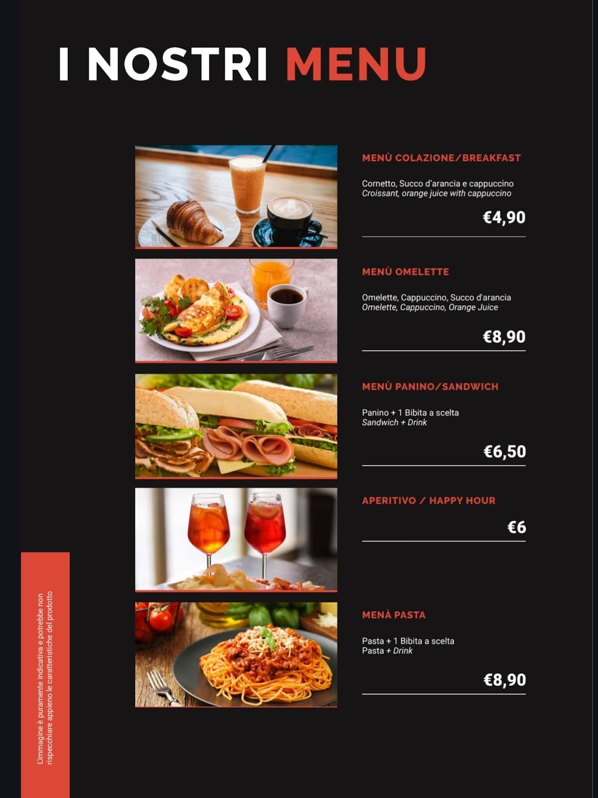 Bar internazionale меню