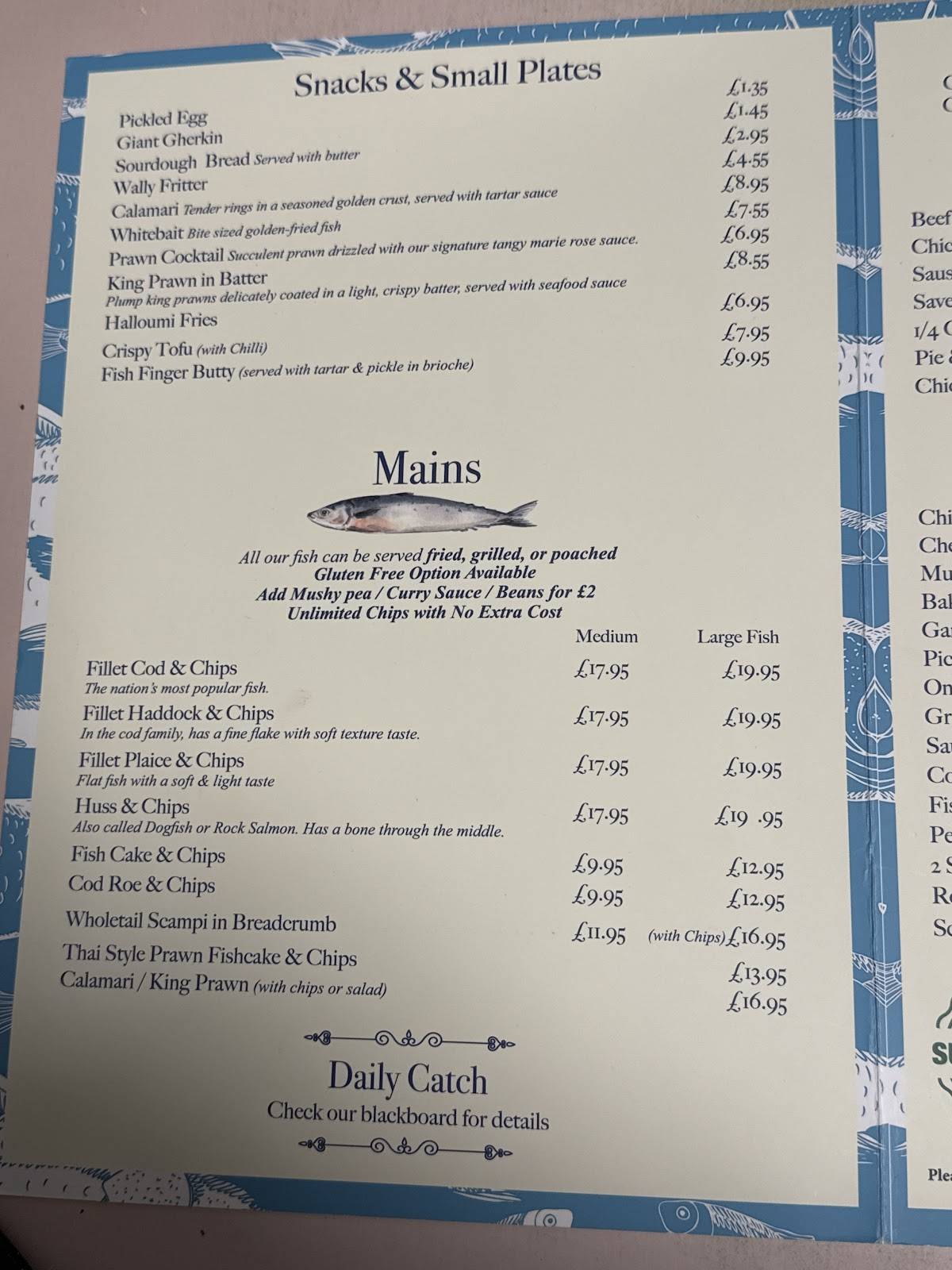 Bardsley's fish and chips меню