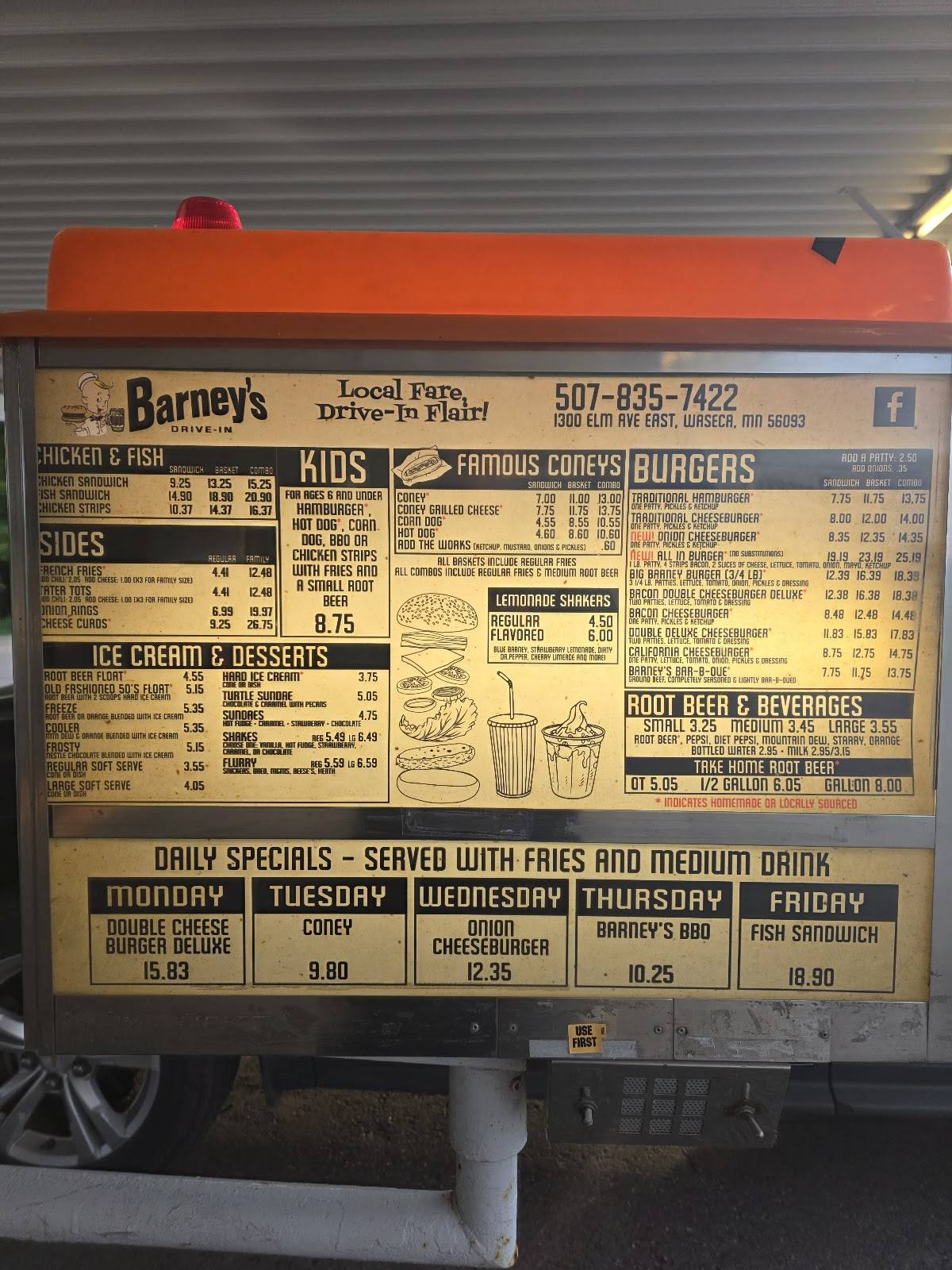 Barney's Drive-In меню