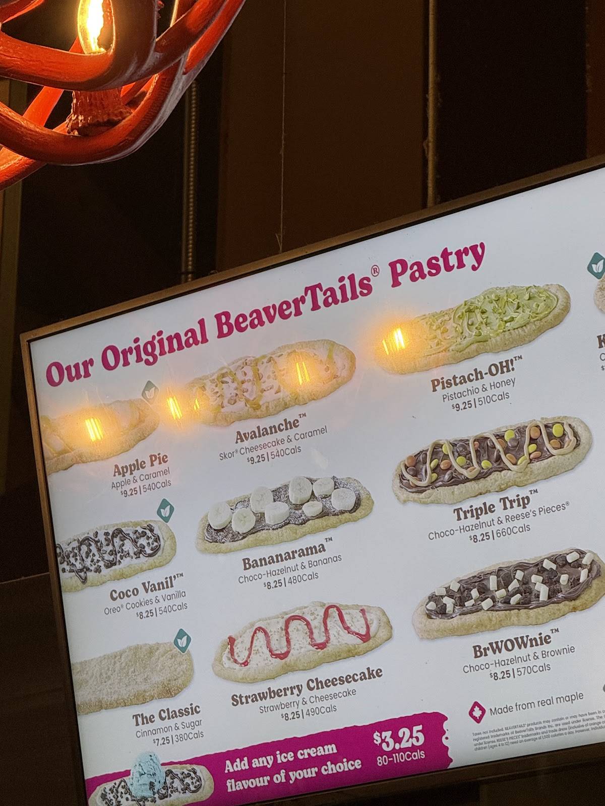 BeaverTails - Queues de Castor (Toronto Waterfront) меню