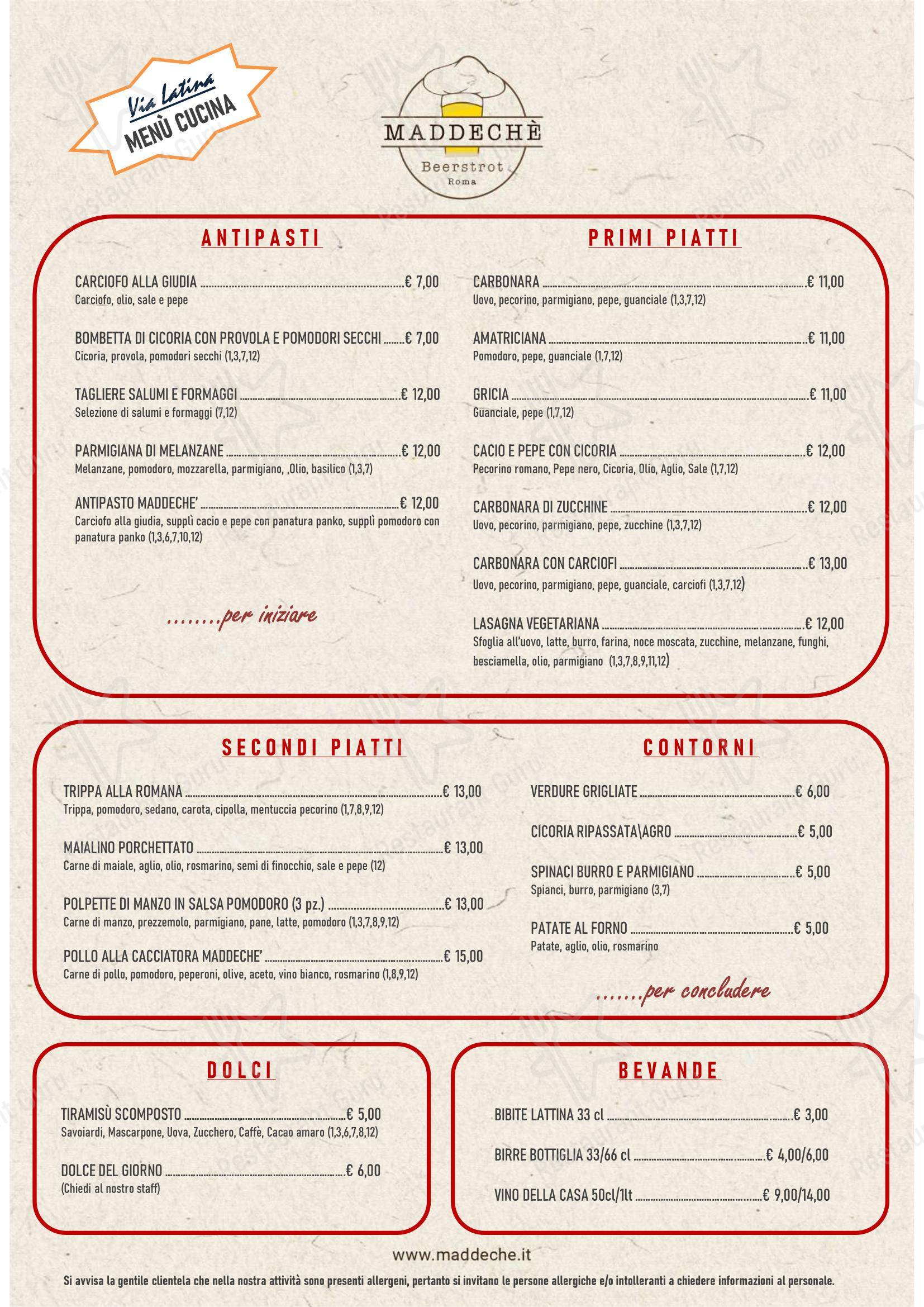 Меню паба и бара Beerstrot Roma - Меню напитков