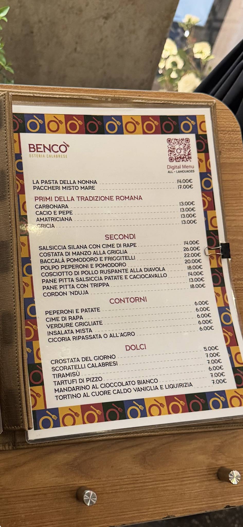 Bencò Osteria Calabrese меню