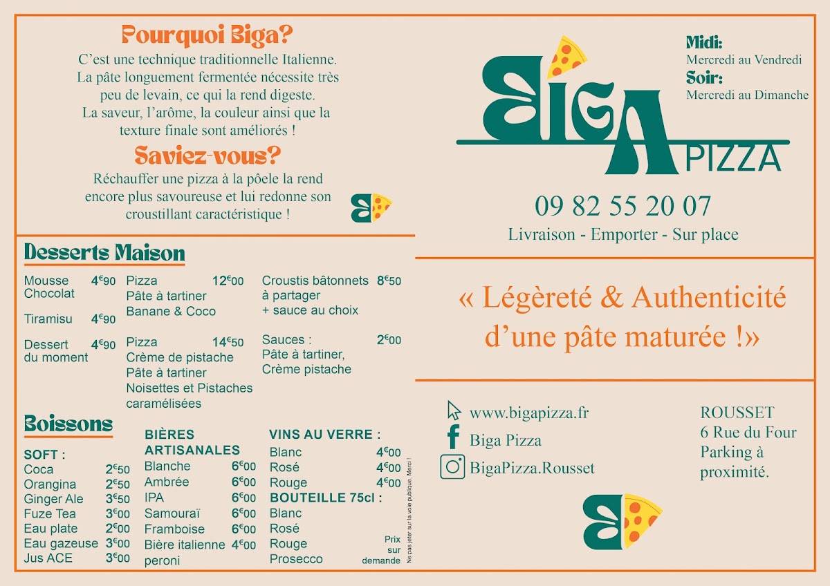 Biga Pizza Rousset меню