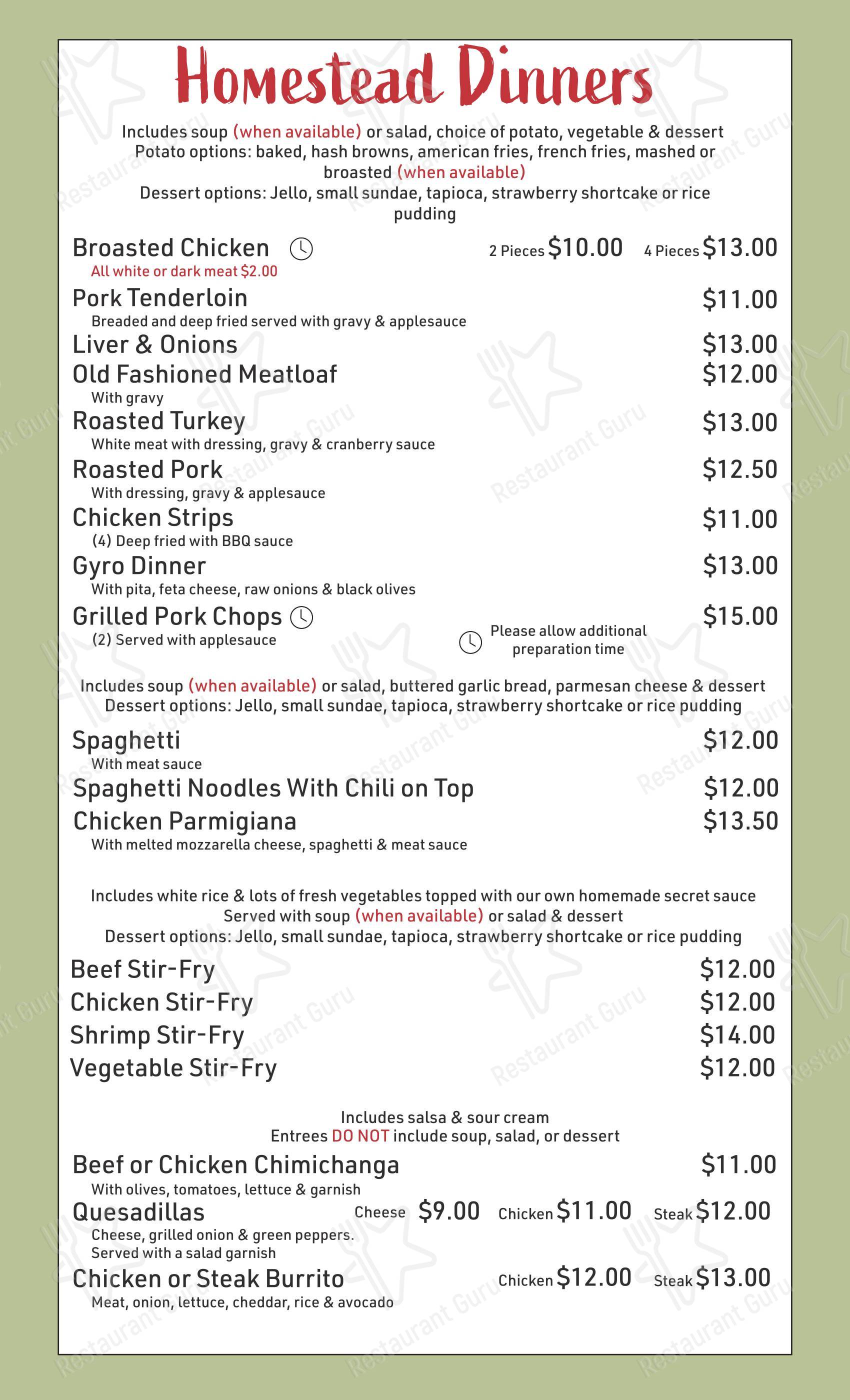 Меню ресторана Black Bear Family Restaurant - Меню