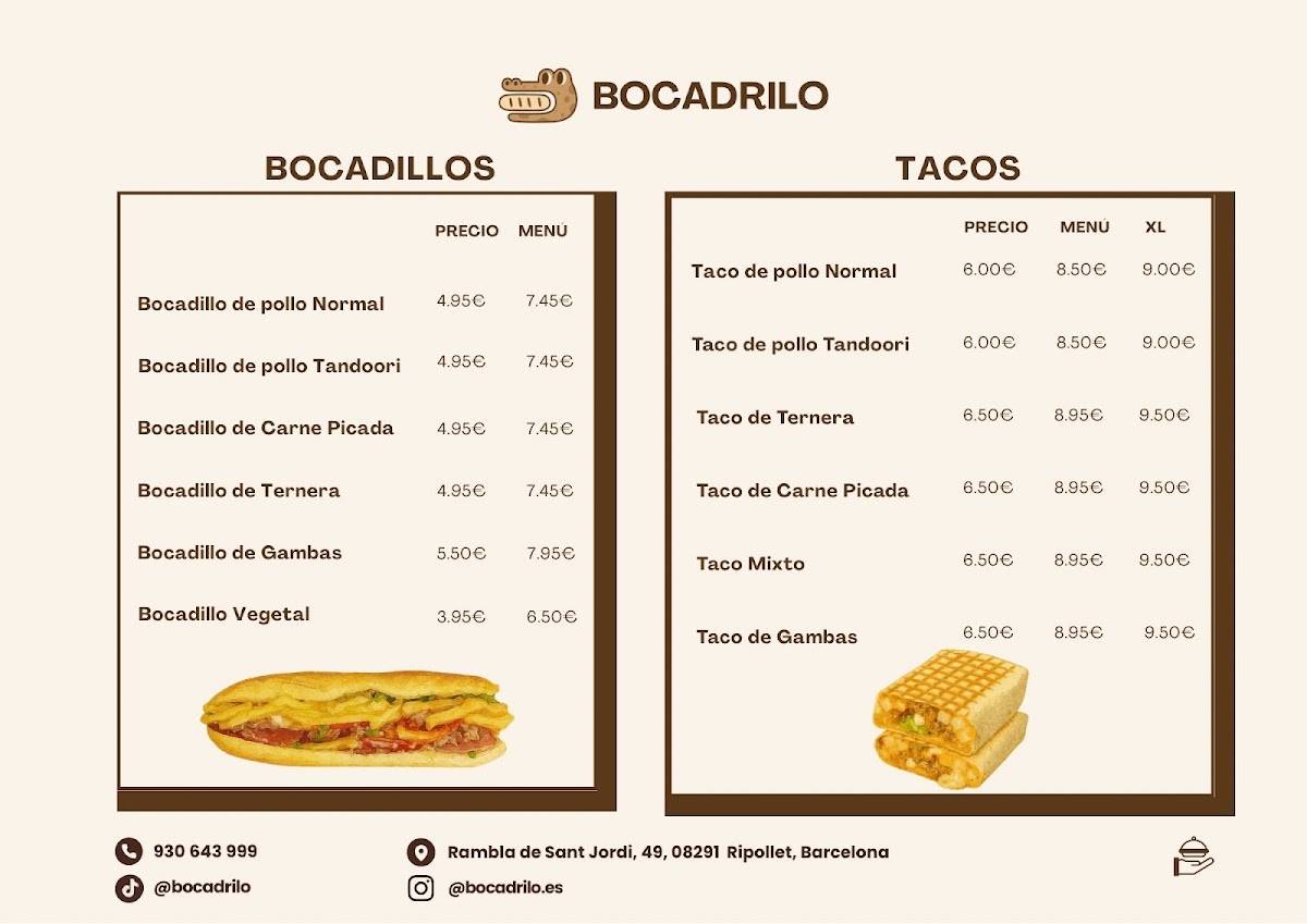 Bocadrilo меню