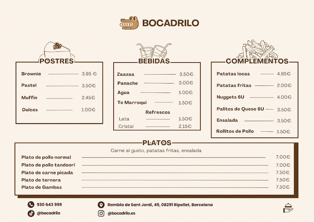 Bocadrilo меню