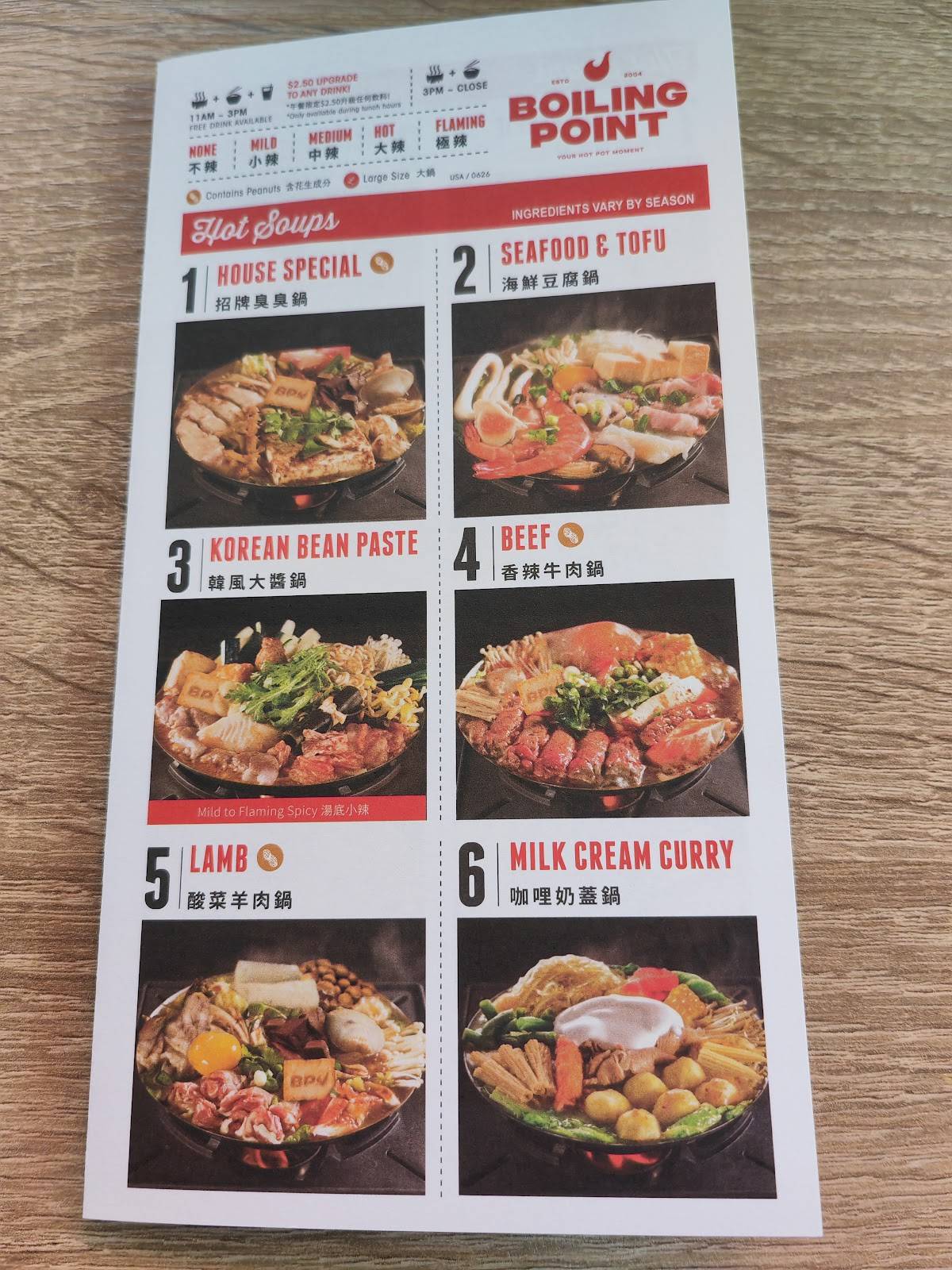 Boiling Point меню