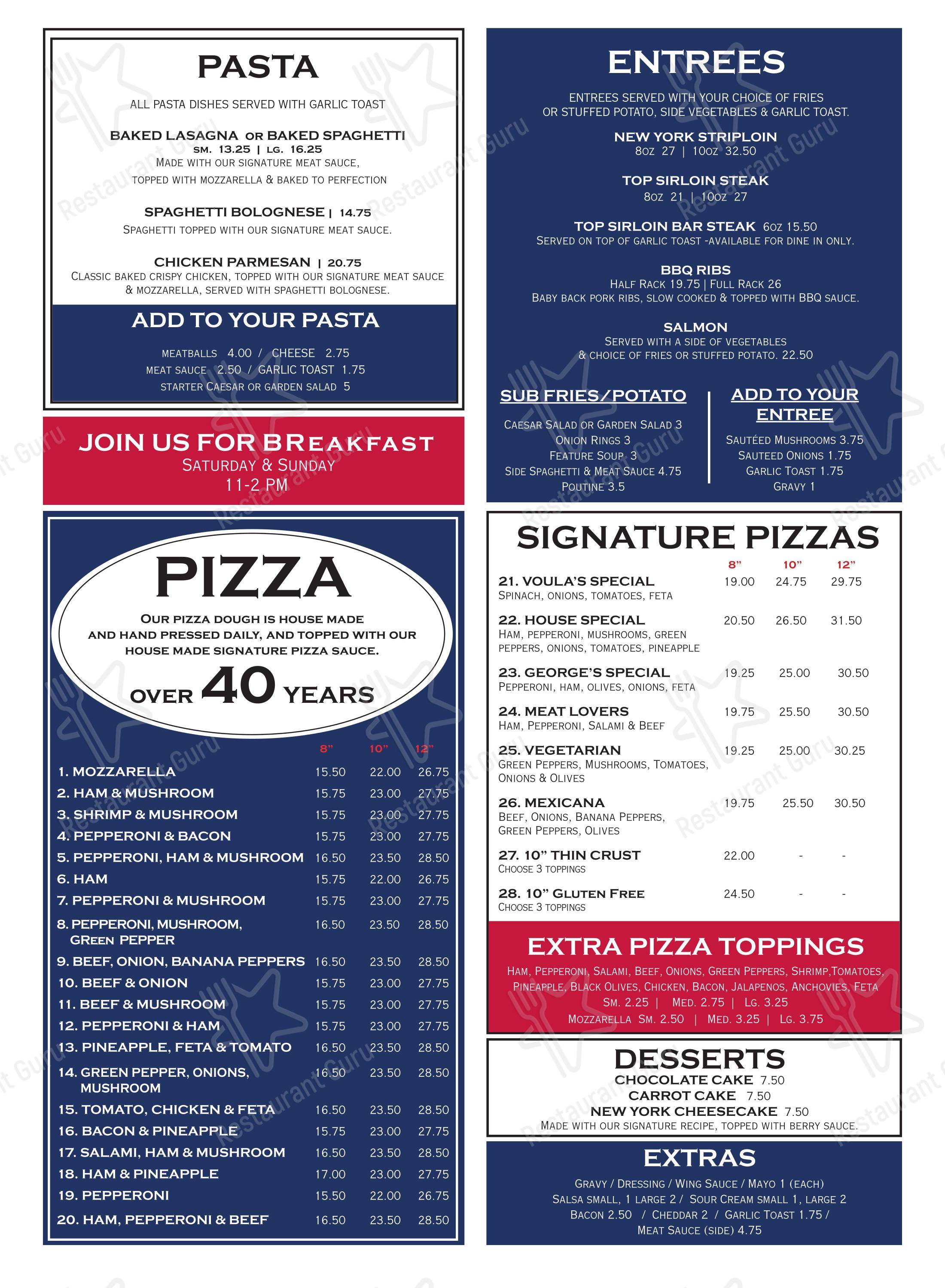 Меню паба и бара Bonasera Pizza & Sports Bar SE - Меню