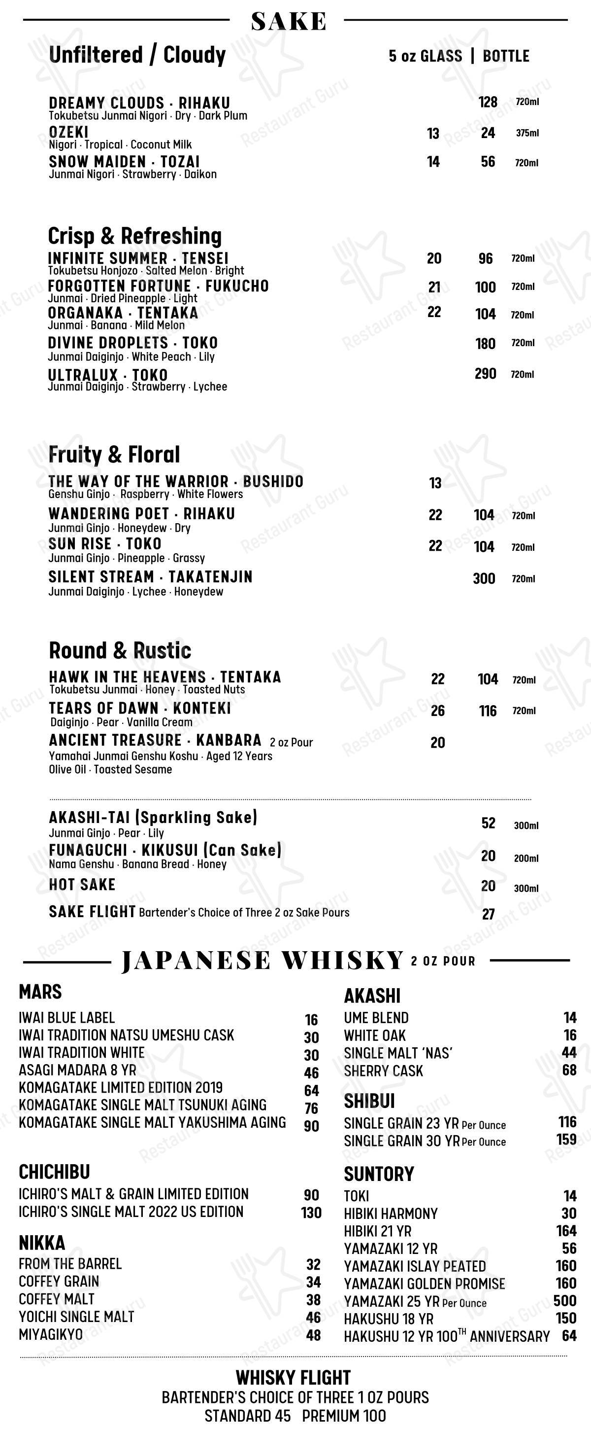菜单 ресторана BOOZE BOX