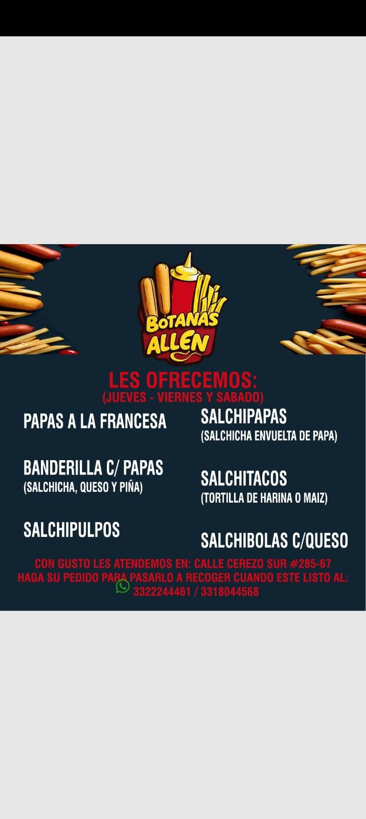 Botanas Allen меню