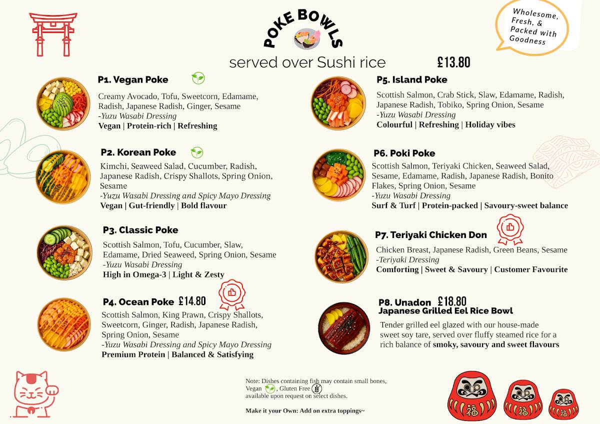 Bowls - Poke меню