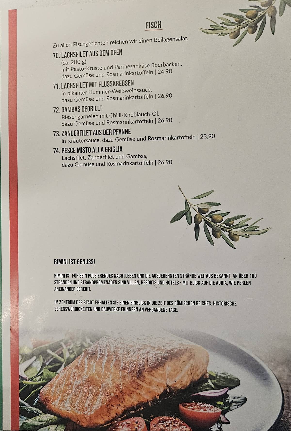 Restaurant Rimini меню