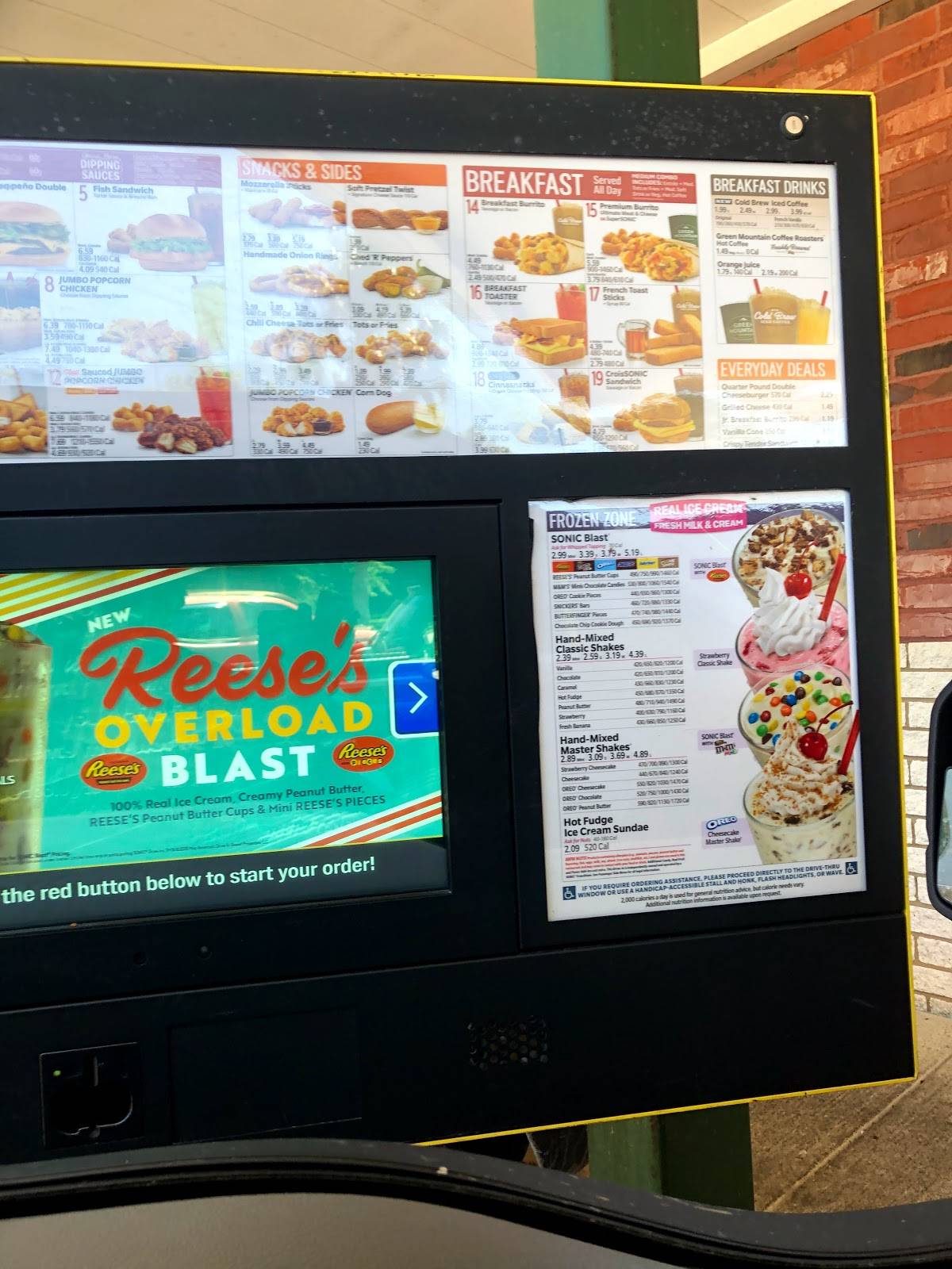 Sonic Drive-In меню