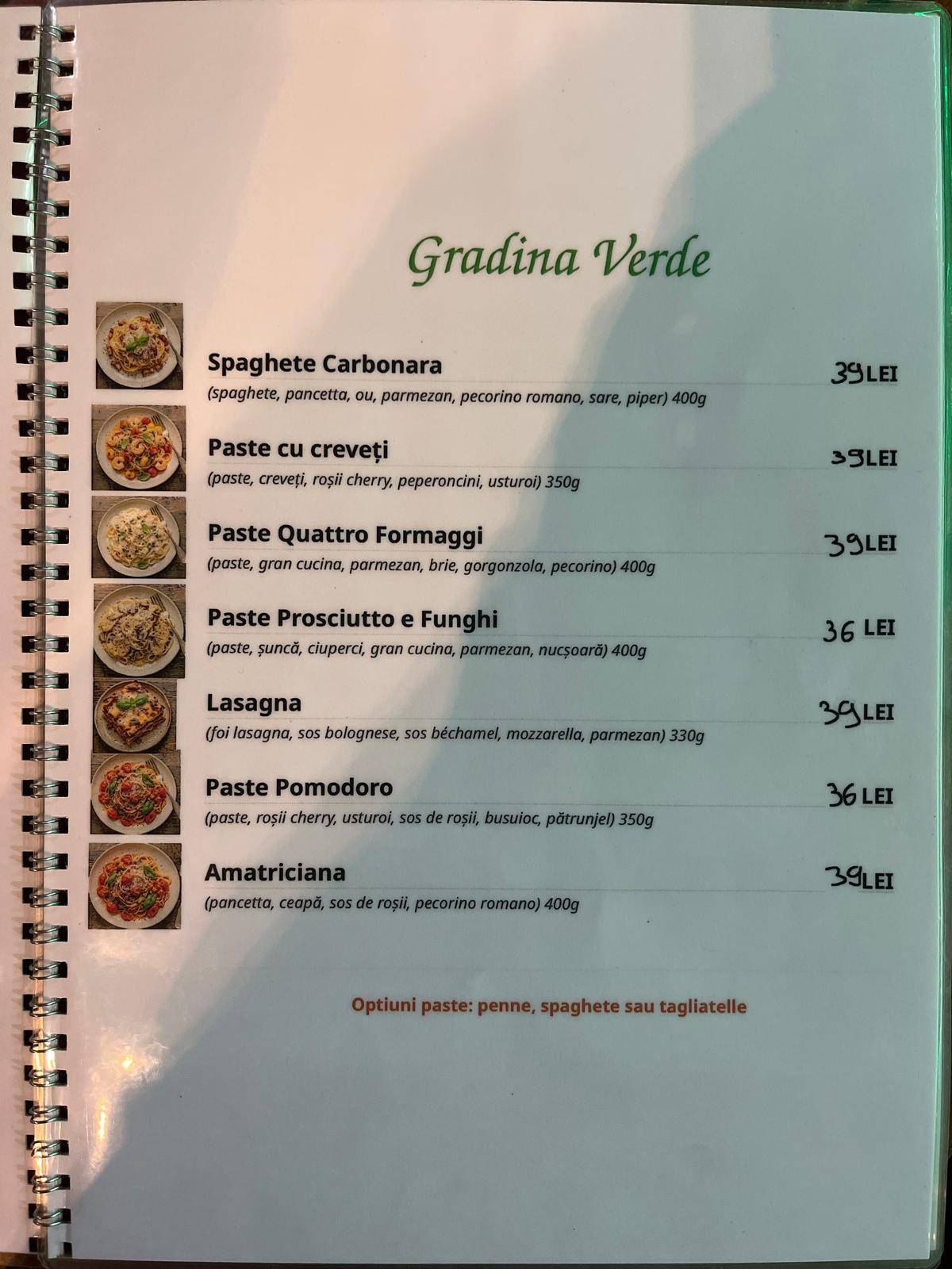 Grădina Verde меню