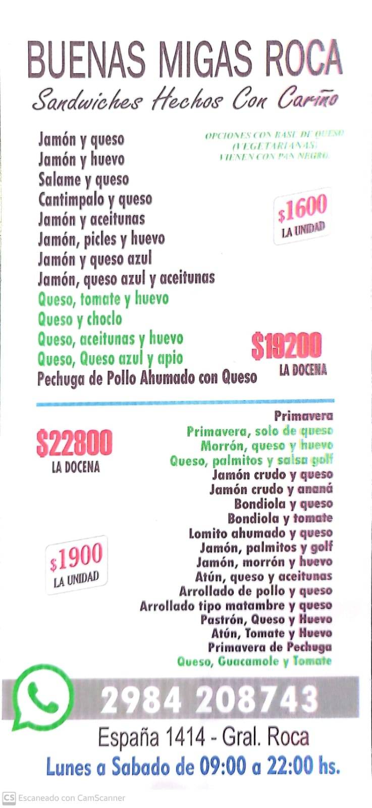 Buenas Migas Roca меню