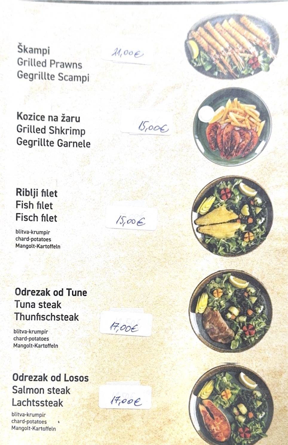 Buffet ZLATNA RIVA меню