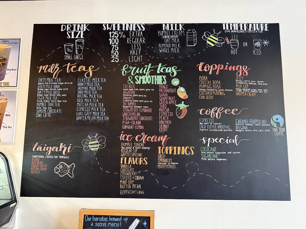 Bumble Tea меню
