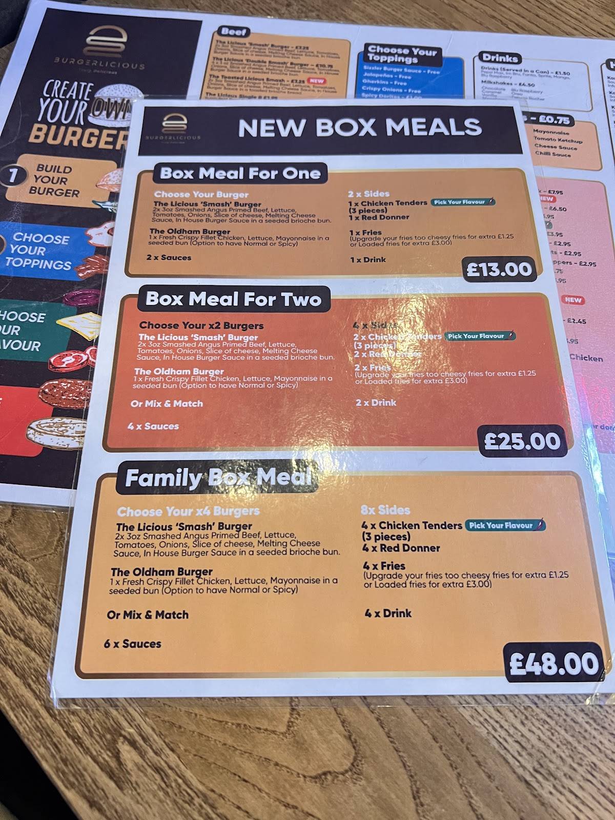 Burgerlicious Middlesbrough меню