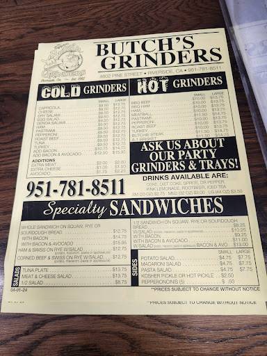 Butch's Grinders меню