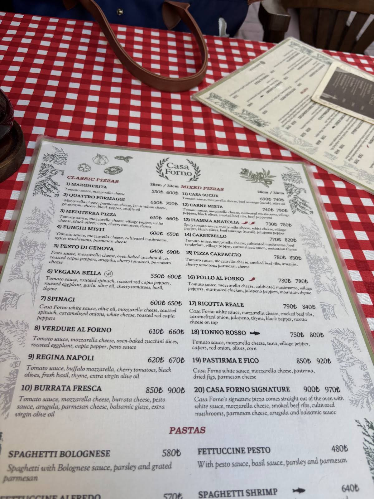 CASA FORNO PIZZA PASTA меню