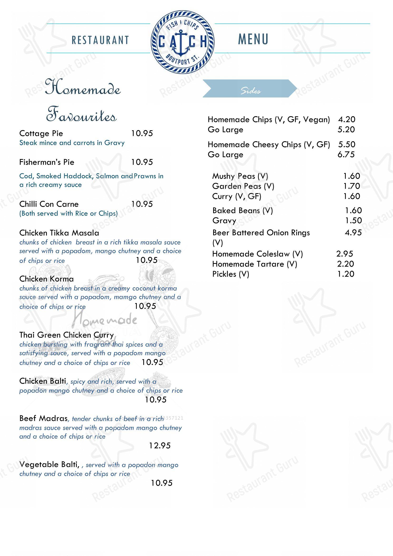 CATCH Fish and Chips в Барнстапле - Меню