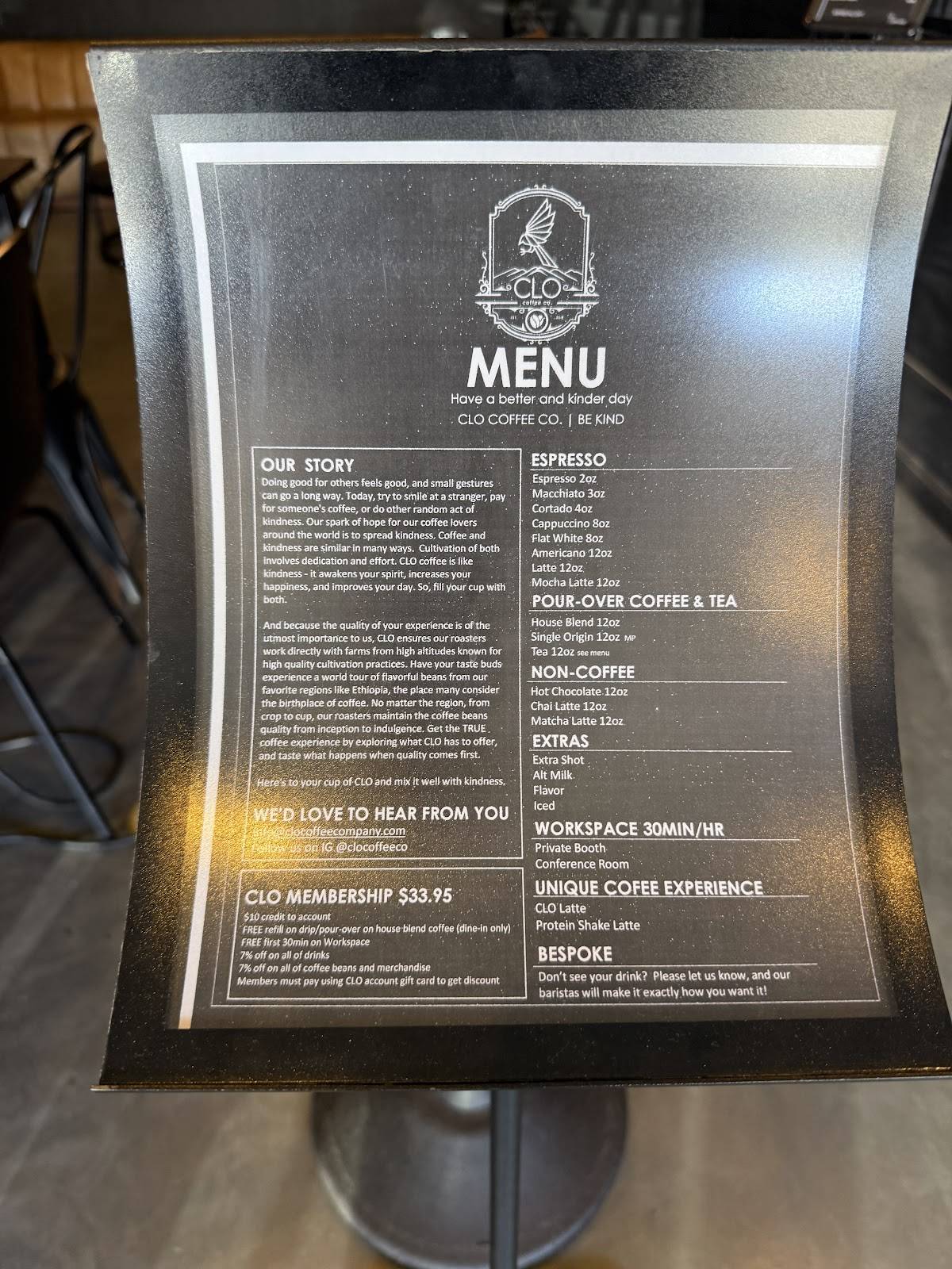 CLO Coffee Co. меню