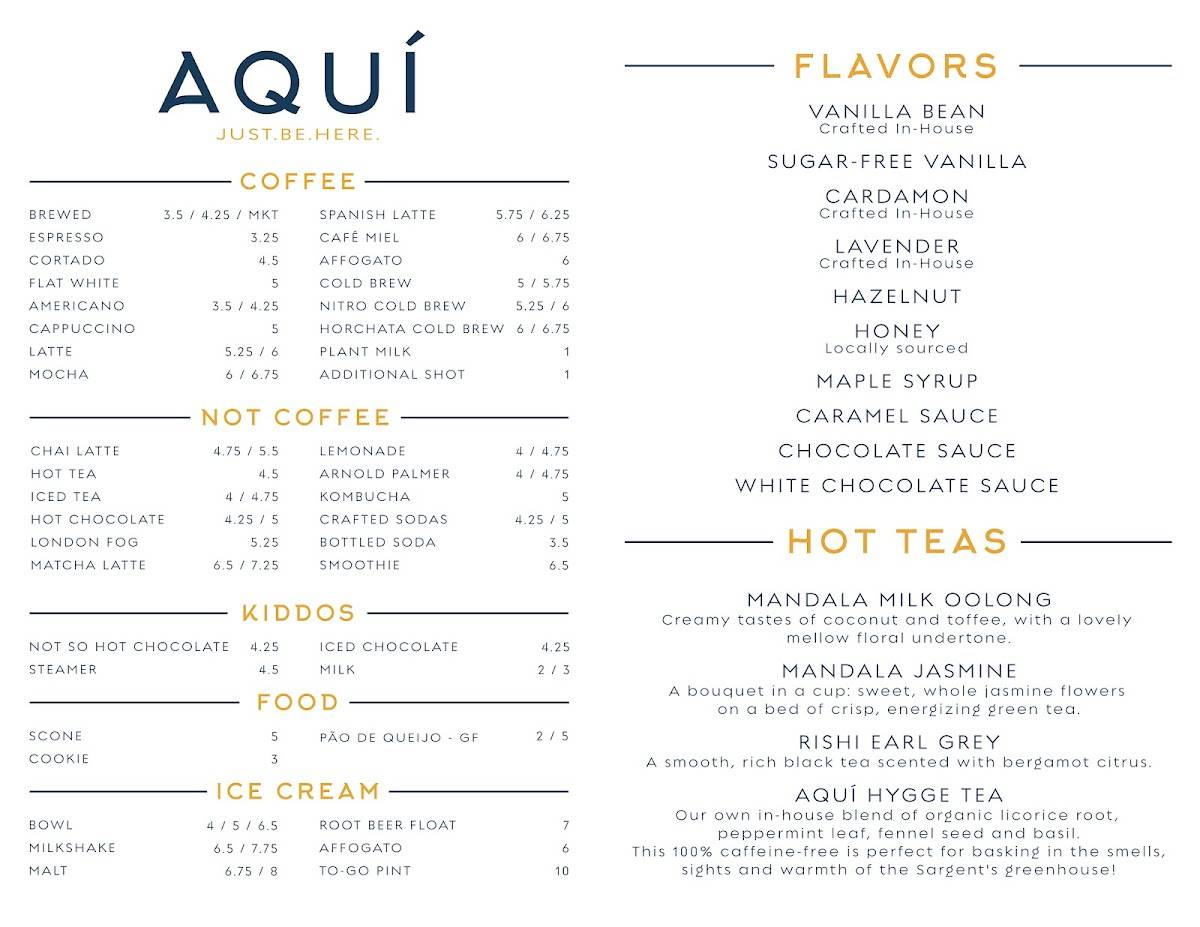 Café Aquí меню
