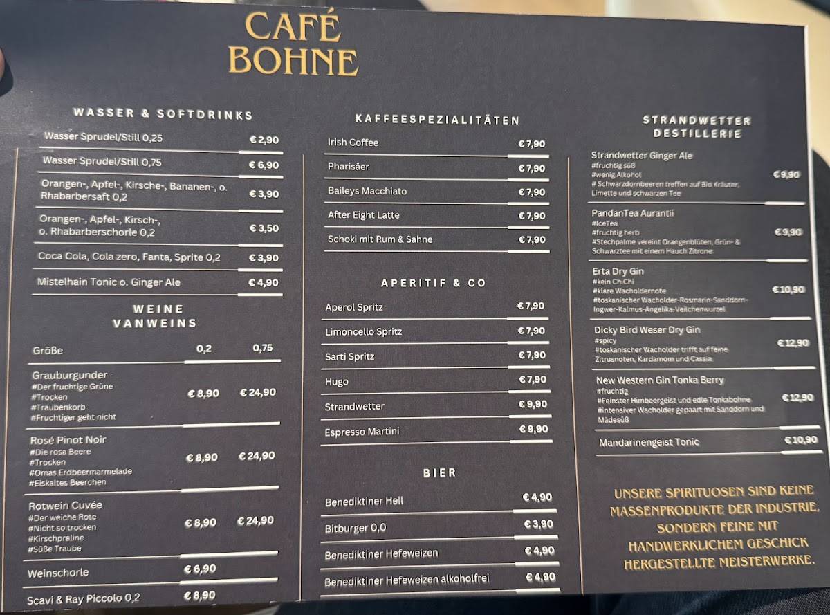 Café Bohne меню