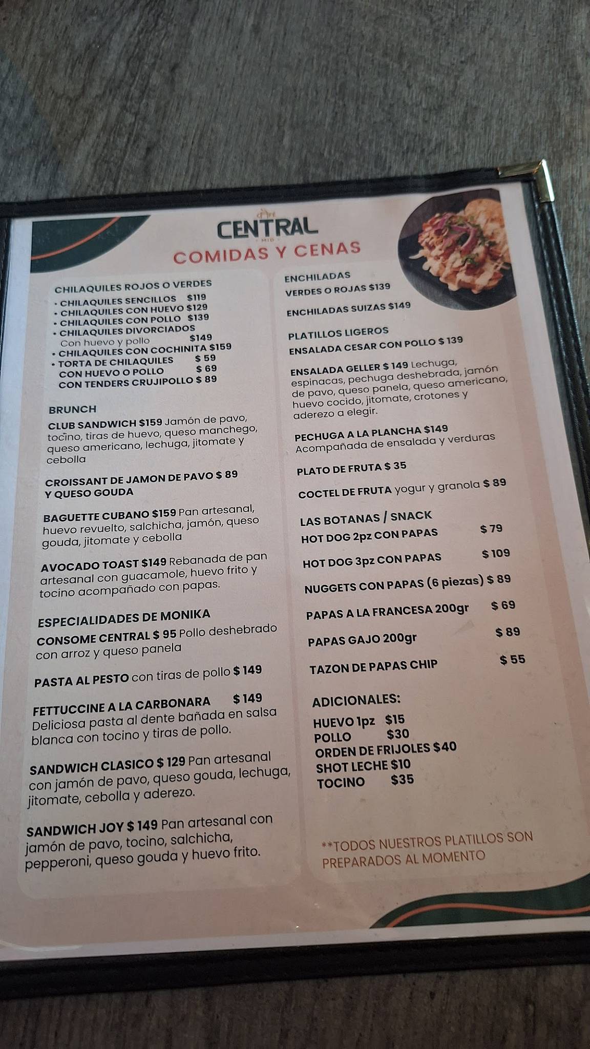 Café Central Mid меню