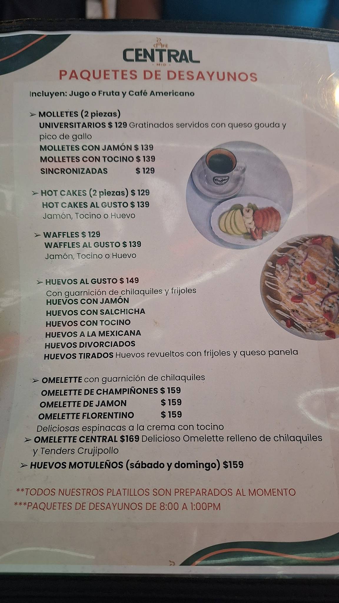 Café Central Mid меню