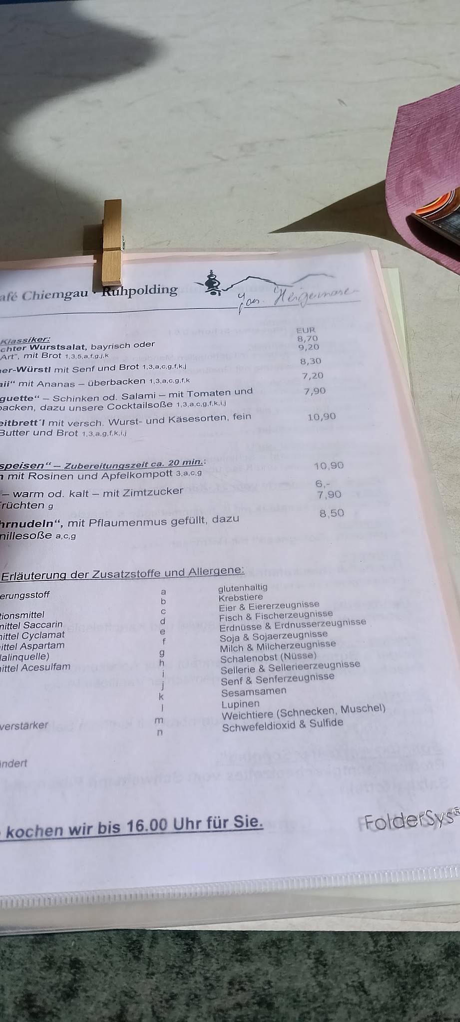 Cafe Chiemgau меню