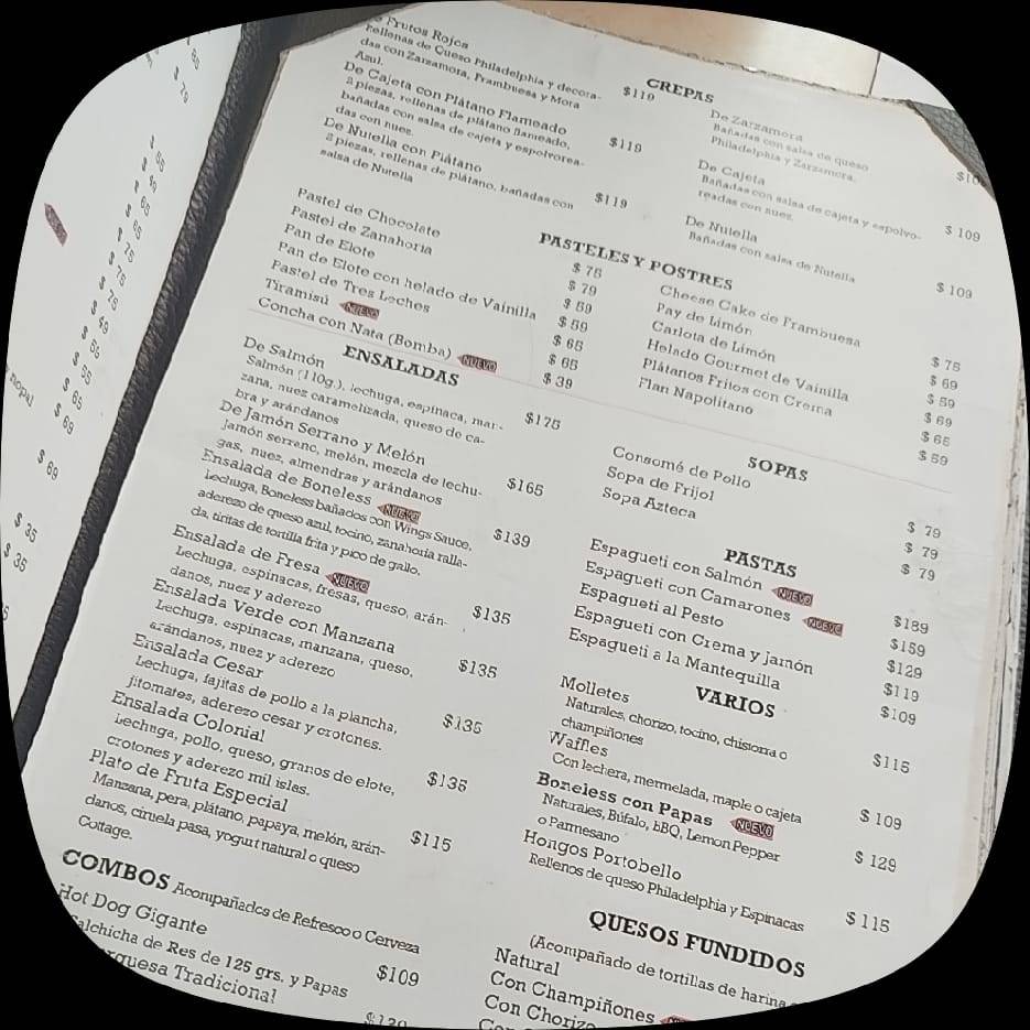 Café Colonial меню