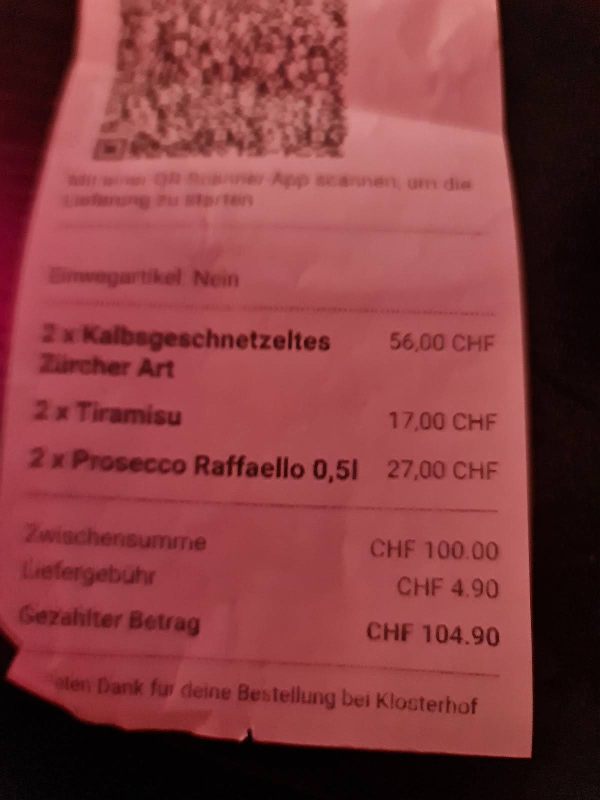 Café Klosterhof GmbH меню