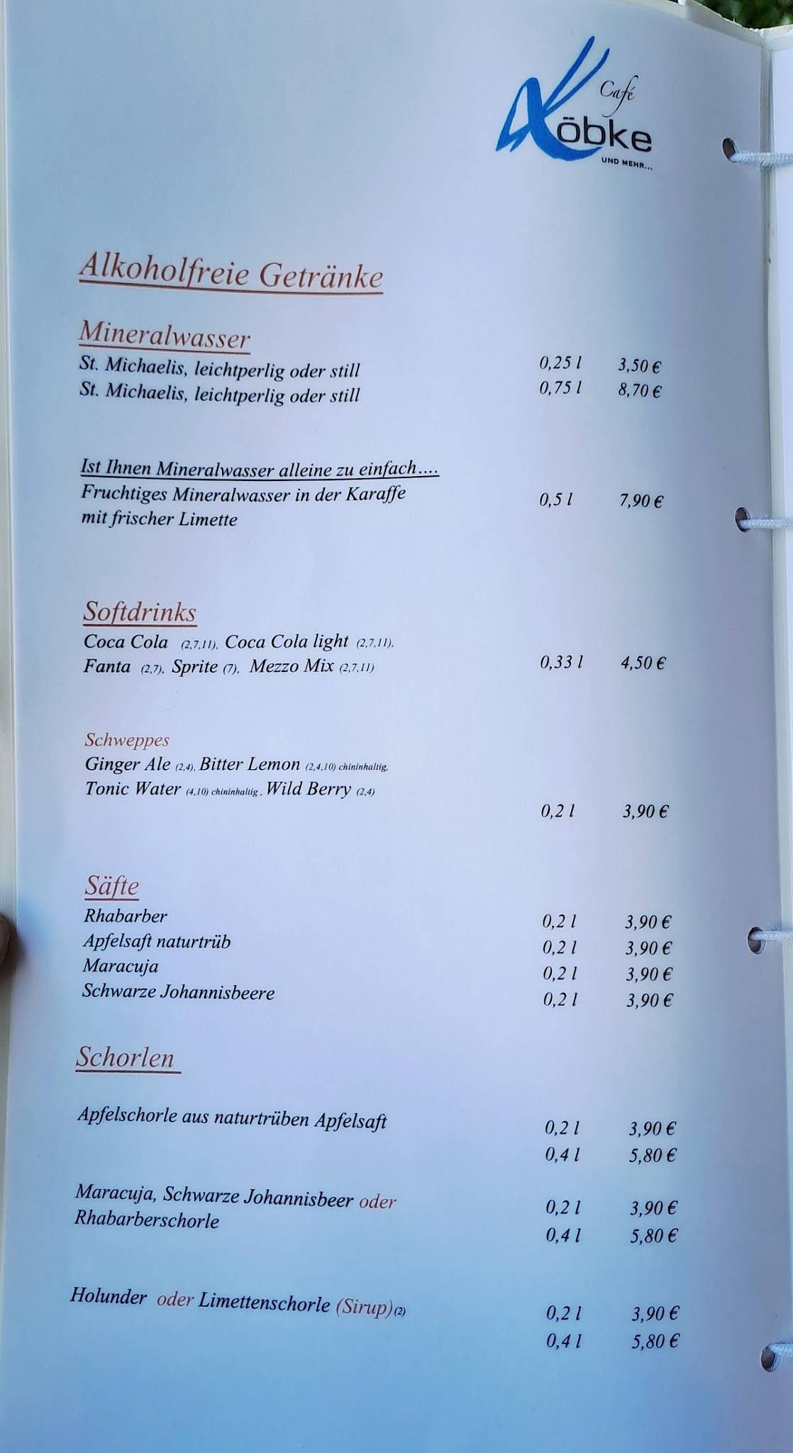 Café Köbke меню