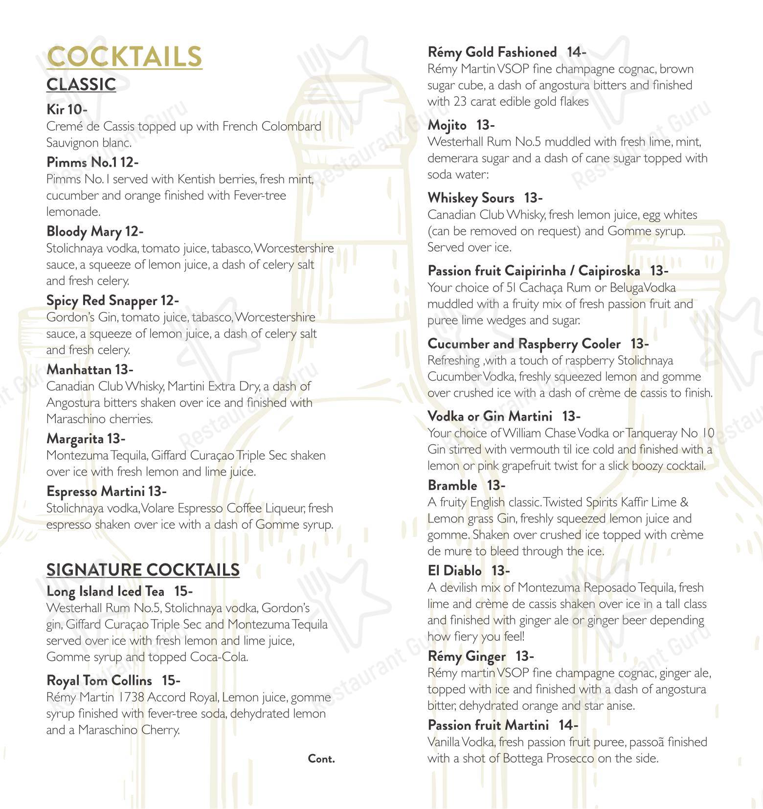 Dinner Menu ресторана Café Nucleus Rochester в Рочестере