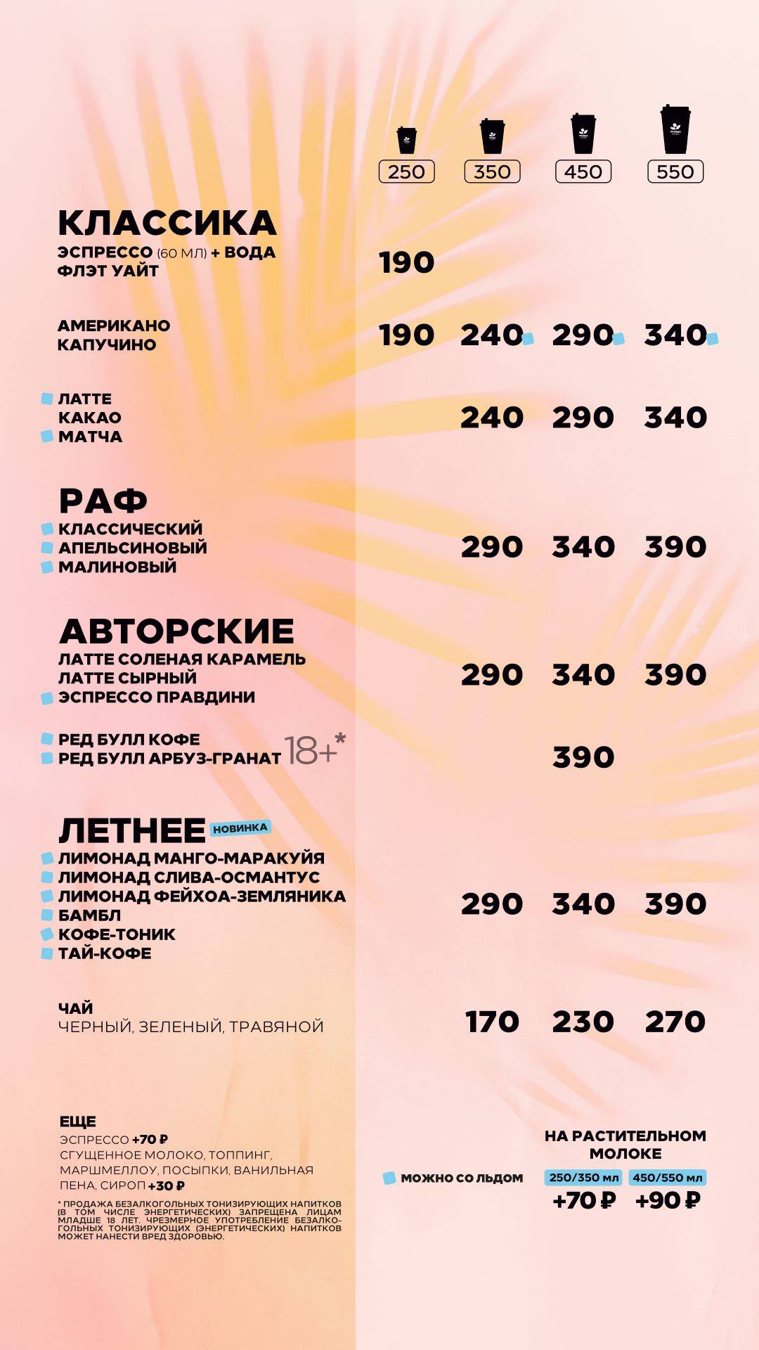 Правда Кофе меню