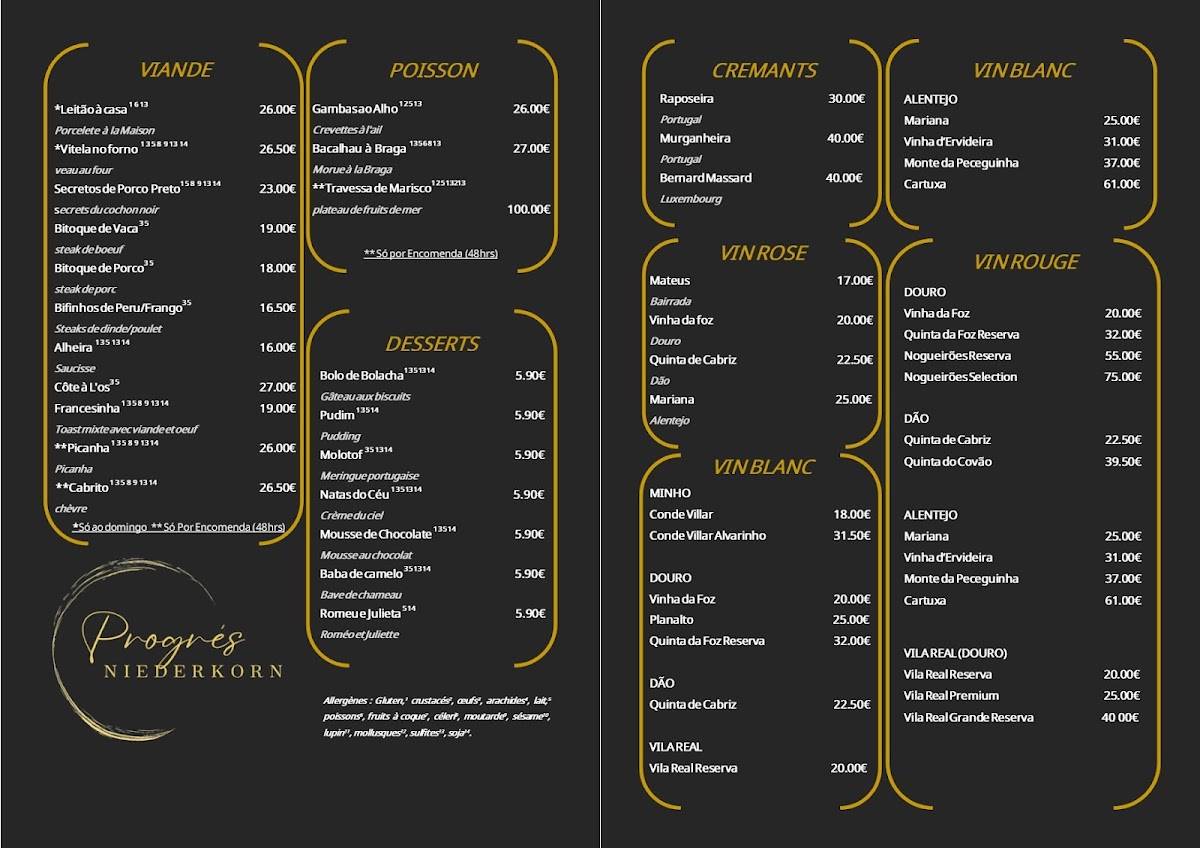 Café Progrès меню