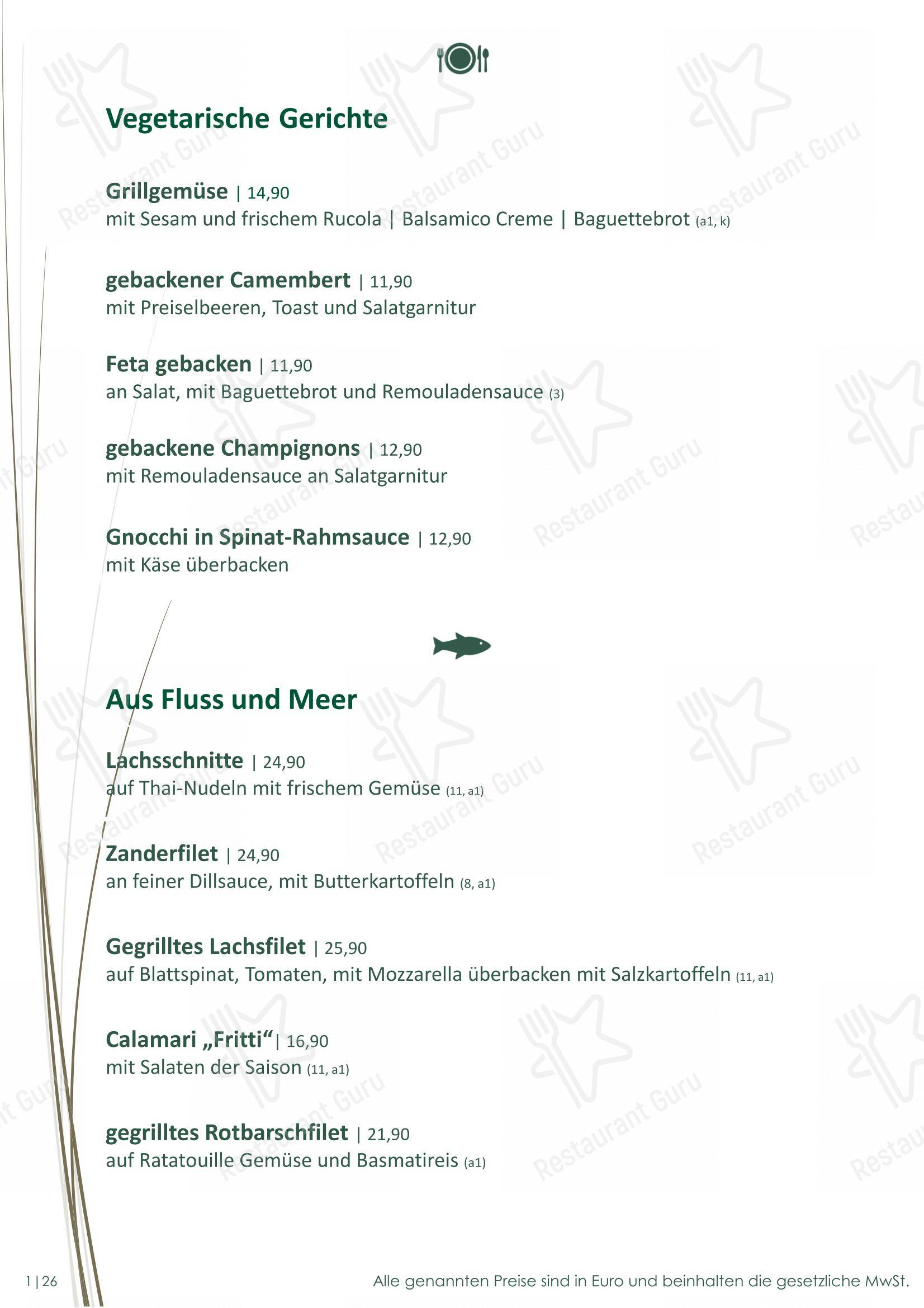 Меню ресторана Cafe Restaurant Maritimes в Родинге
