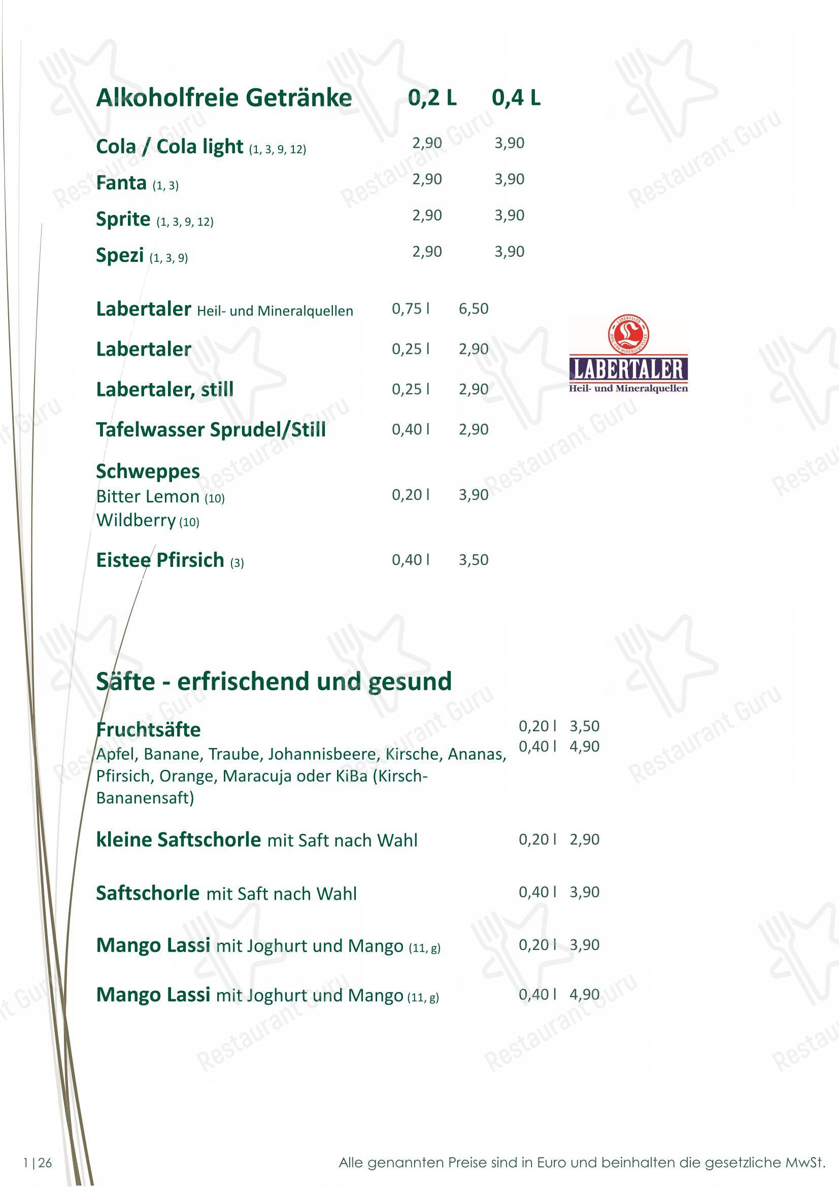 Меню ресторана Cafe Restaurant Maritimes - Меню
